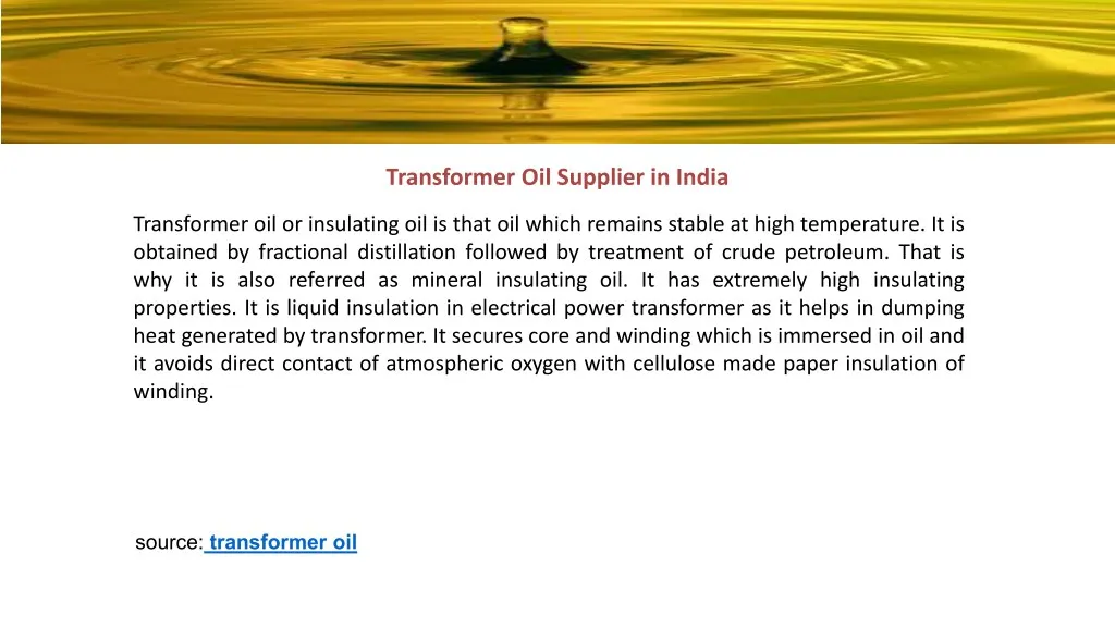transformer oil supplier in india