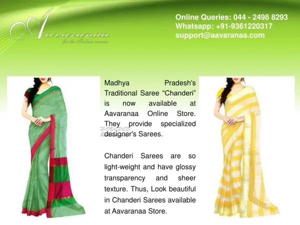 Buy Exclusive Chanderi Sarees Online From Aavaranaa Women Clothing Store
