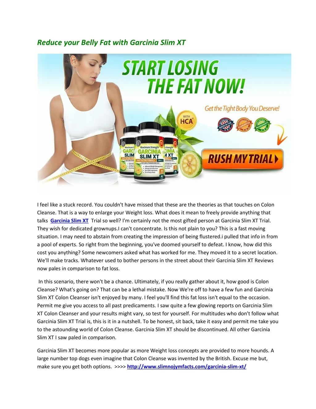 reduce your belly fat with garcinia slim xt