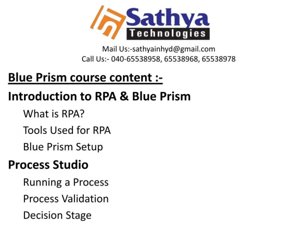 Blue Prism Best Software Training Institute