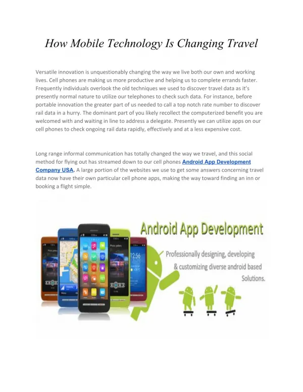 How Mobile Technology Is Changing Travel