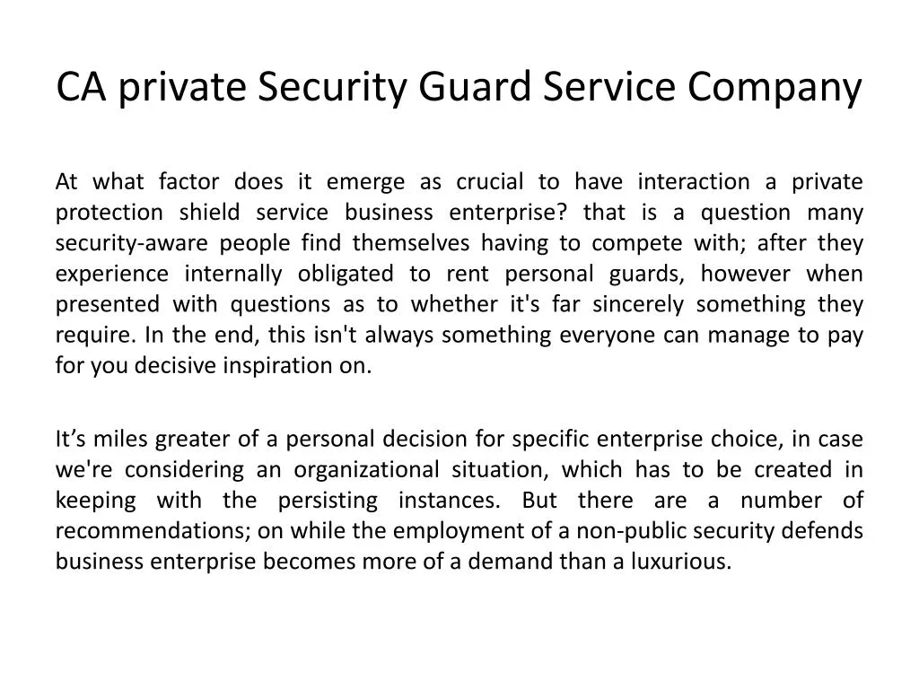 ca private security guard service company
