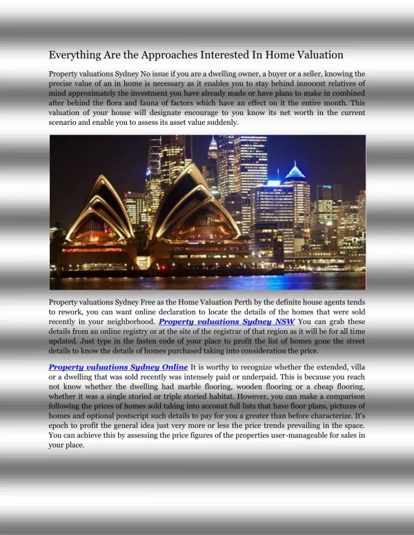 Property valuations Sydney Online