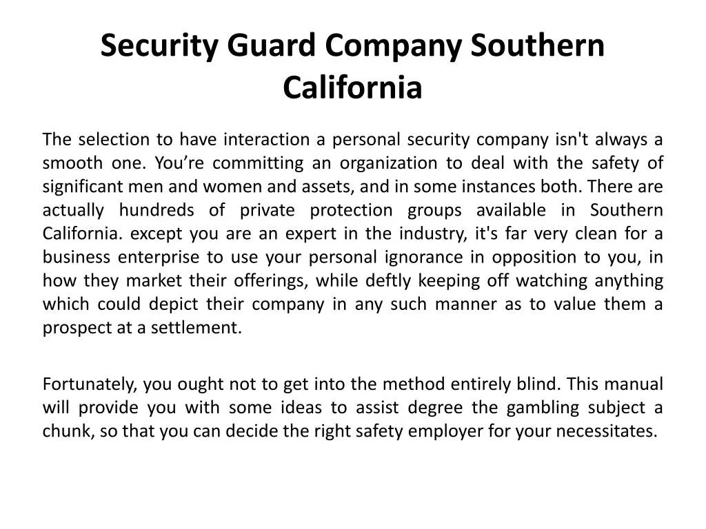 security guard company southern california