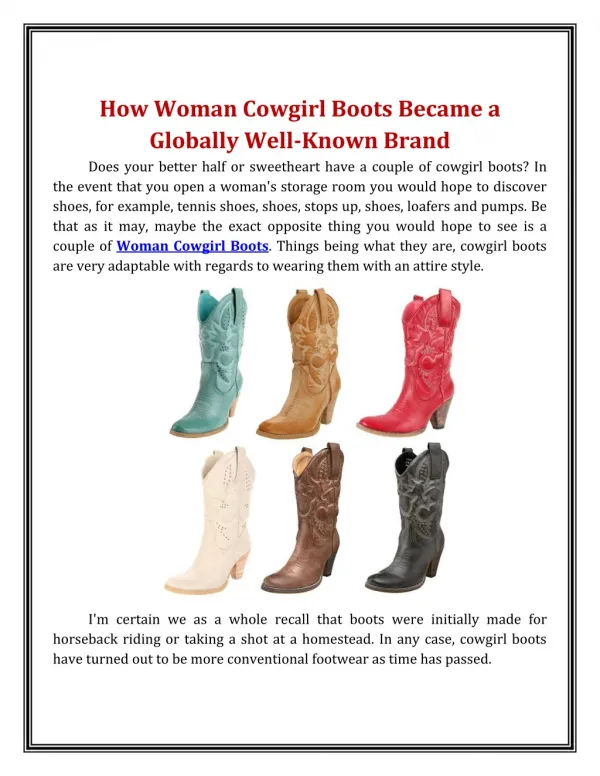 How Woman Cowgirl Boots Became a Globally Well-Known Brand