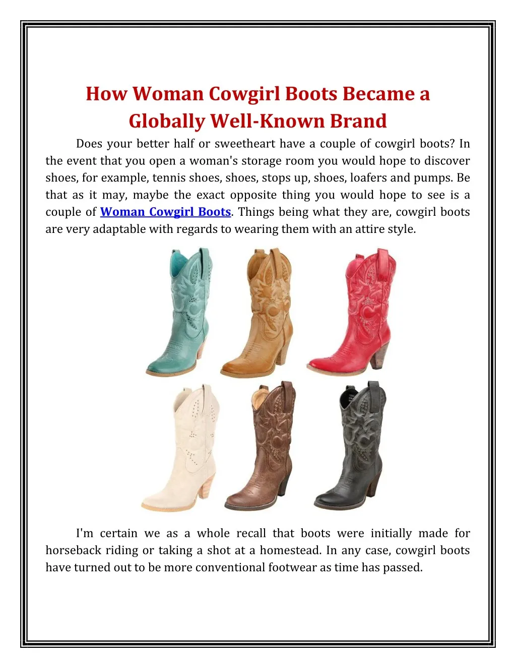 how woman cowgirl boots became a globally well