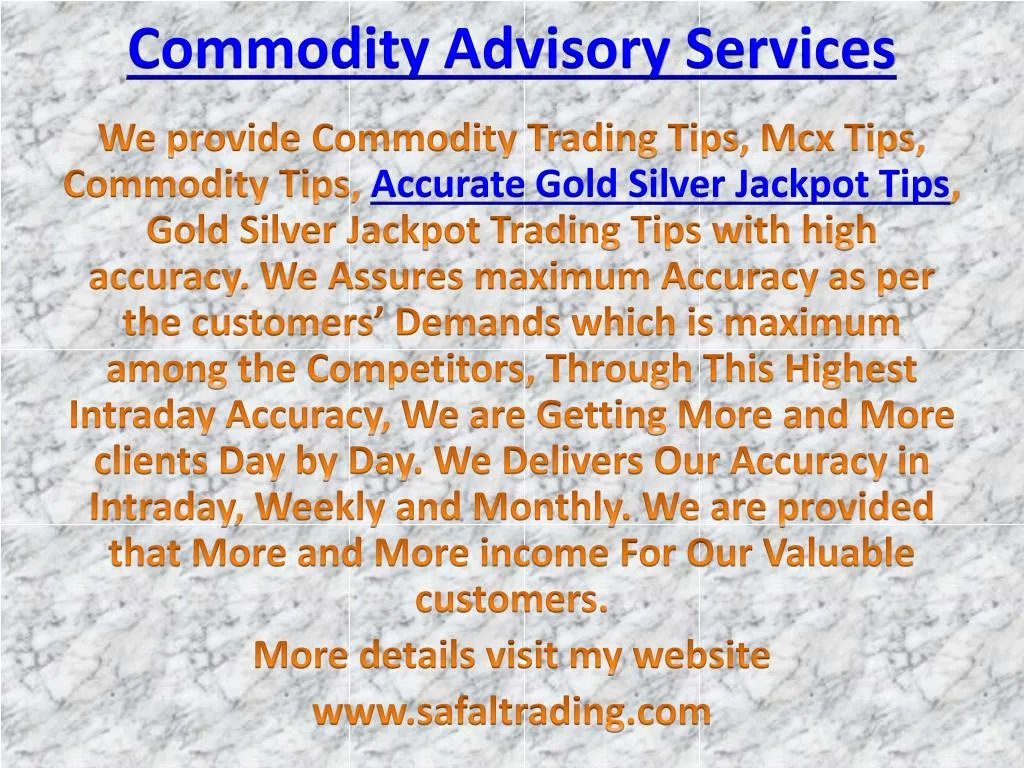 commodity advisory services