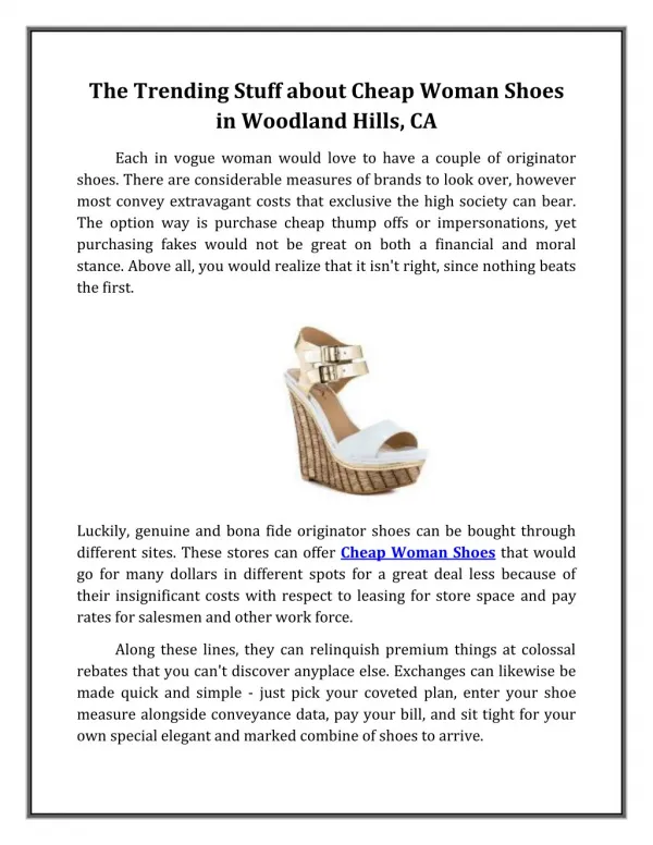 The Trending Stuff about Cheap Woman Shoes in Woodland Hills, CA