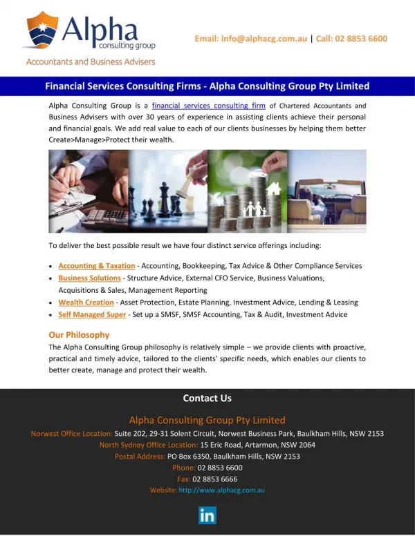 Financial Services Consulting Firms - Alpha Consulting Group Pty Limited