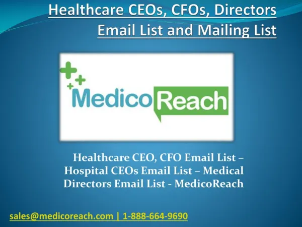 Healthcare CEO Email List - Hospital CEO Email List - MedicoReach