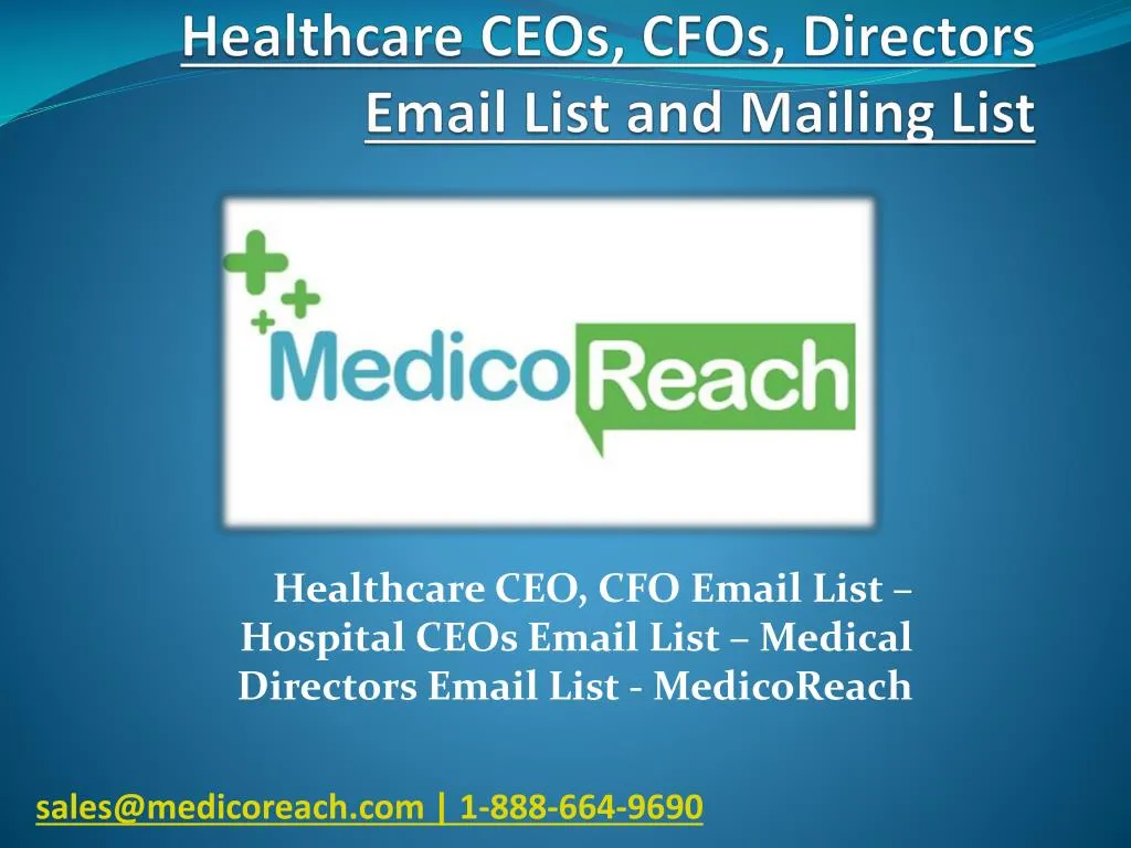 healthcare ceos cfos directors email list and mailing list