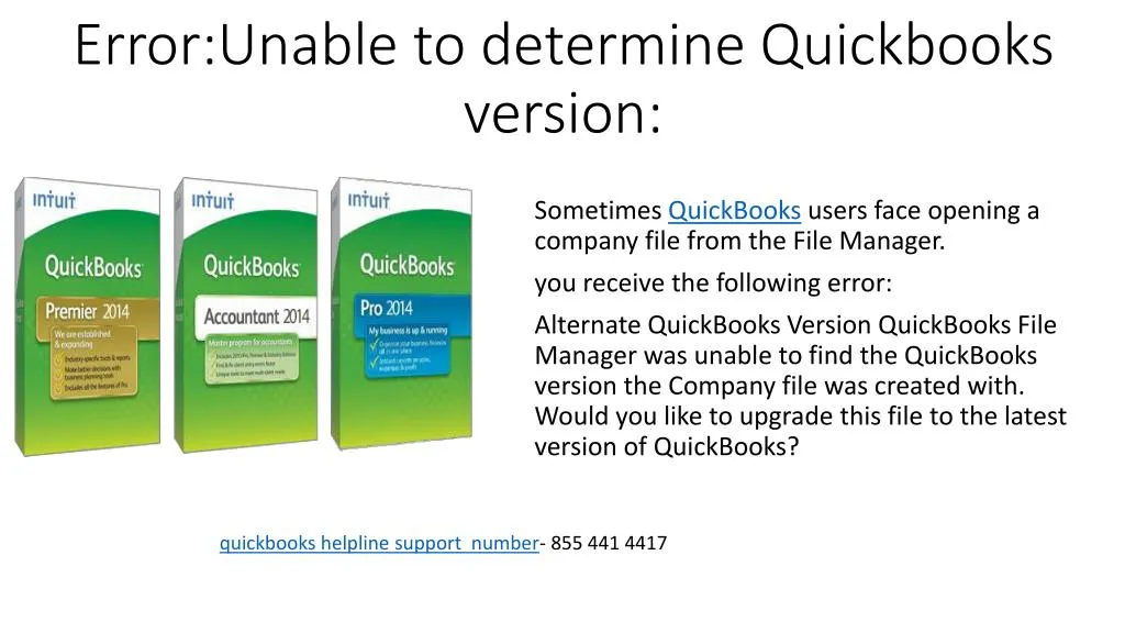 error unable to determine quickbooks version