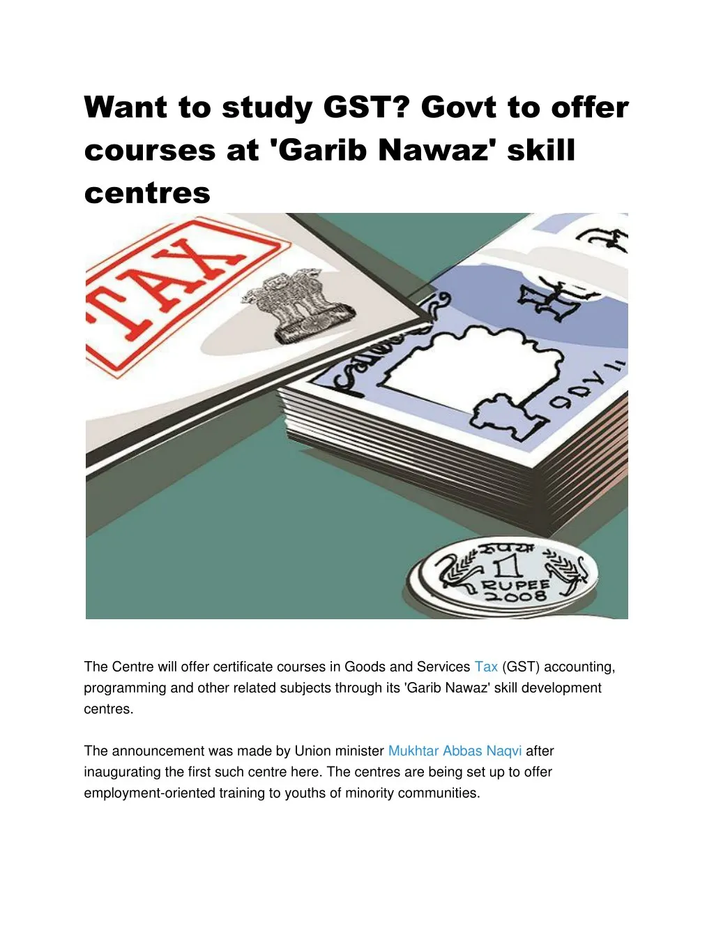 want to study gst govt to offer courses at garib
