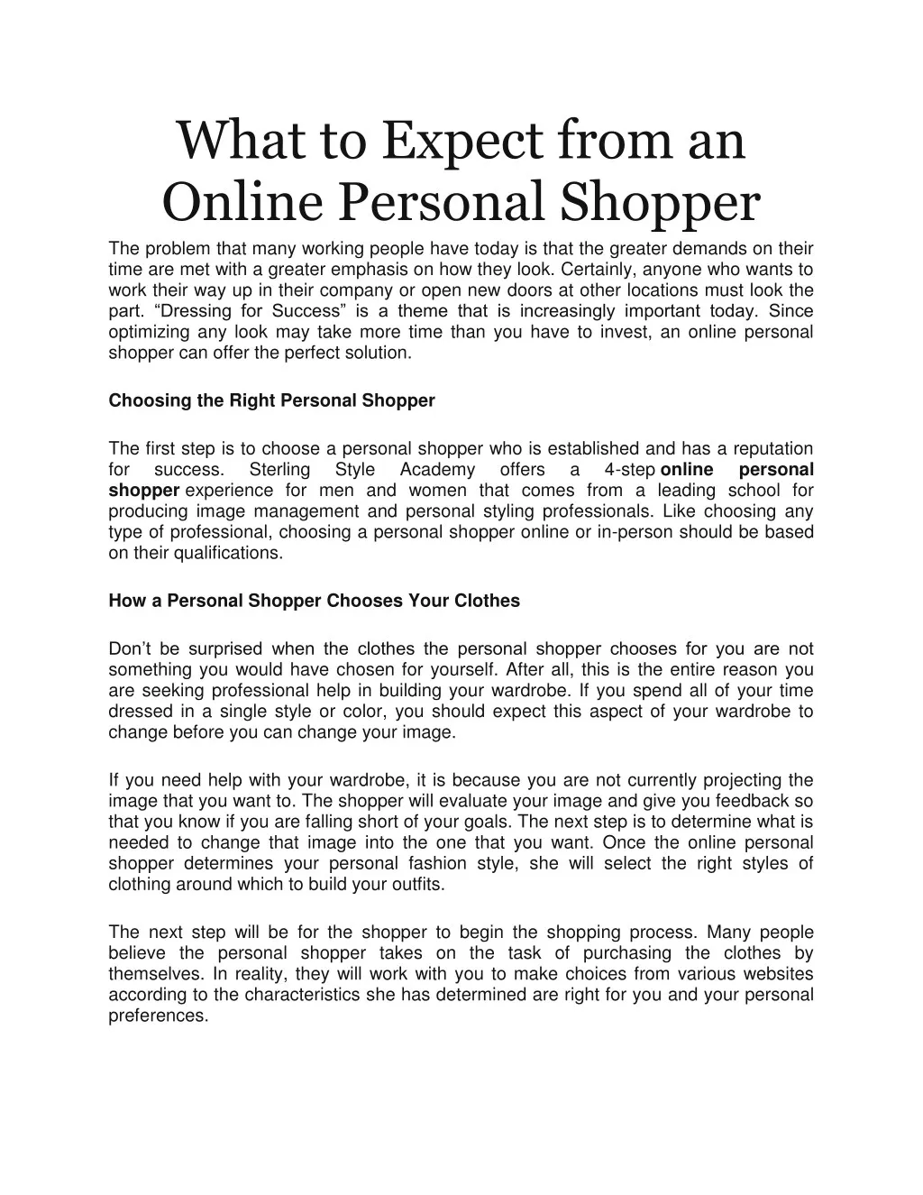 what to expect from an online personal shopper