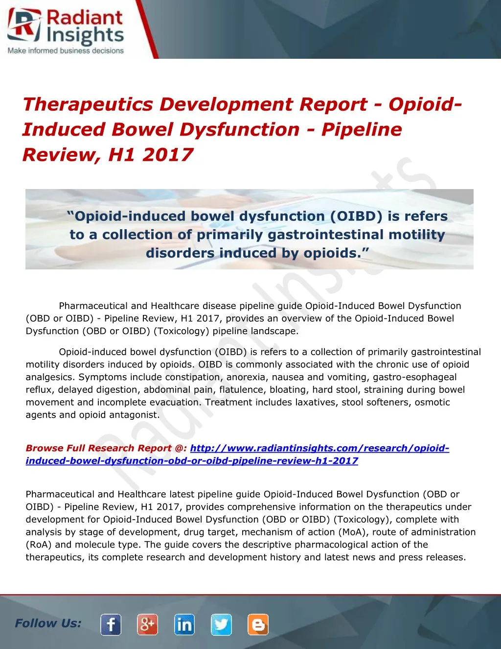 therapeutics development report opioid induced