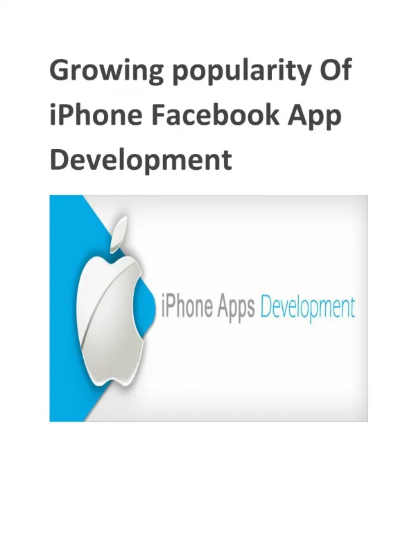 Growing popularity Of iPhone Facebook App Development