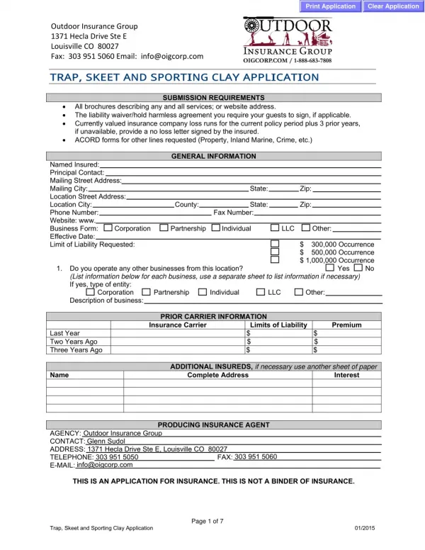 TRAP, SKEET AND SPORTING CLAY APPLICATION