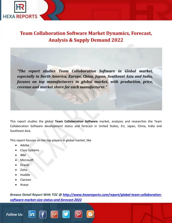Team Collaboration Software Market Dynamics, Forecast, Analysis & Supply Demand 2022