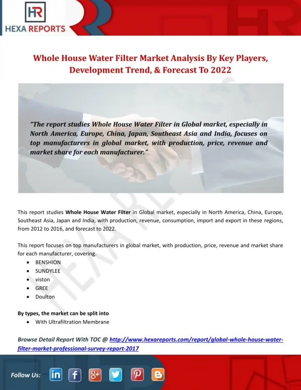 Whole House Water Filter Market Analysis By Key Players