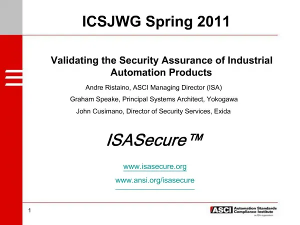 Validating the Security Assurance of Industrial Automation Products