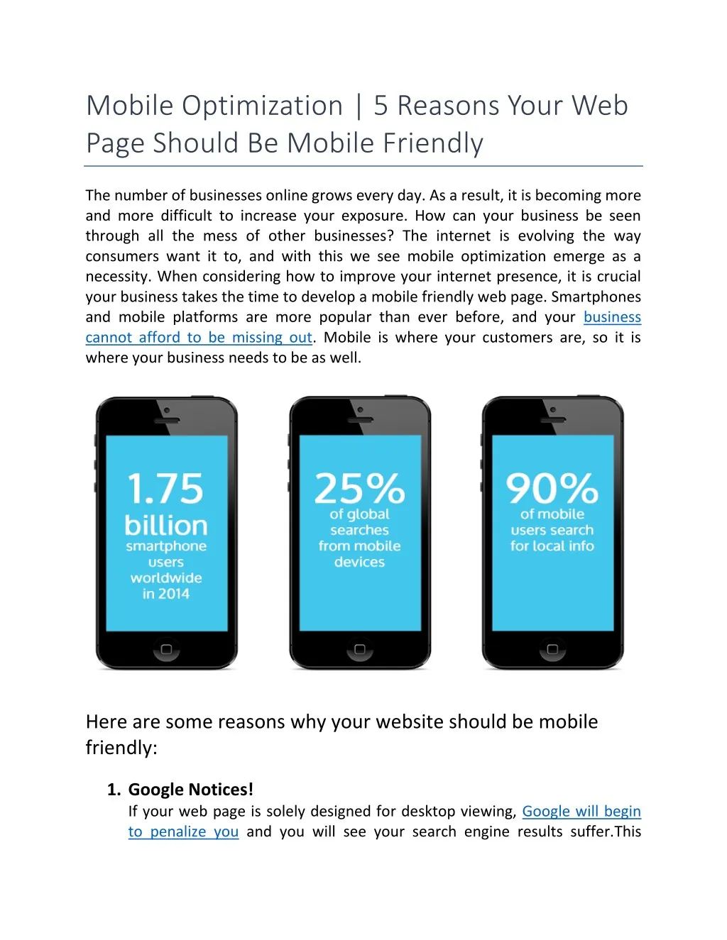 mobile optimization 5 reasons your web page