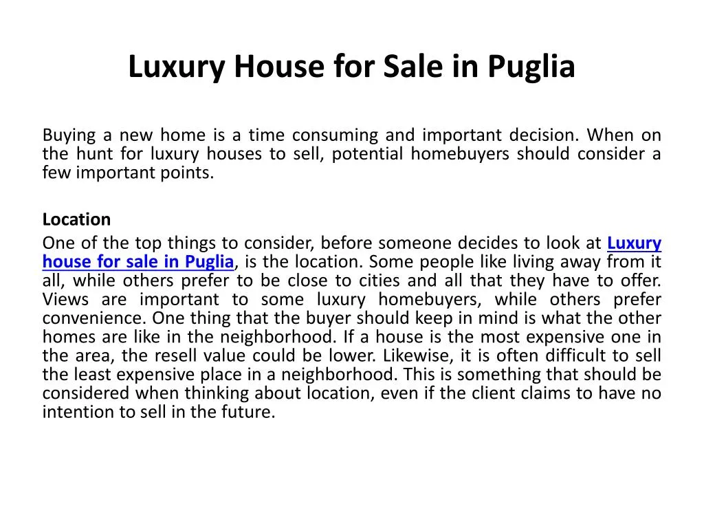 luxury h ouse for sale in puglia