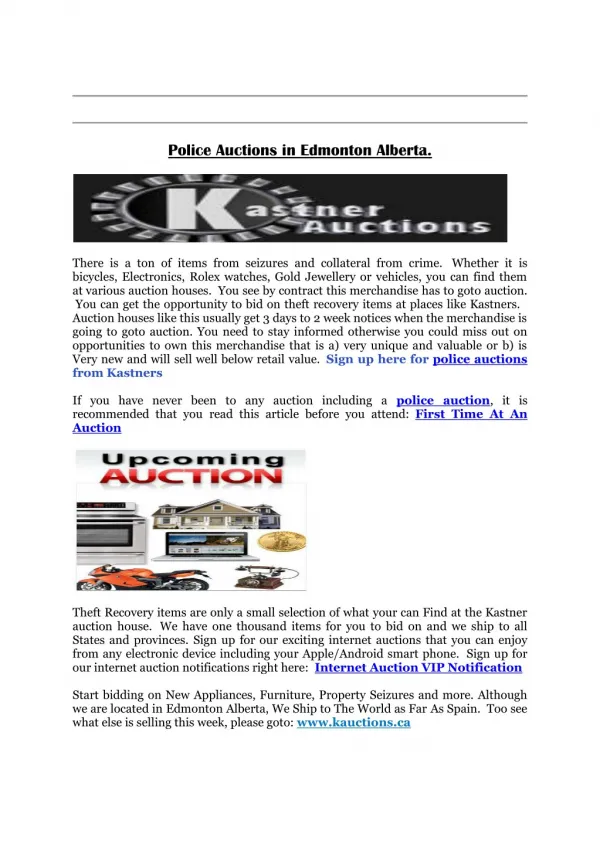 Police Auctions in Edmonton Alberta