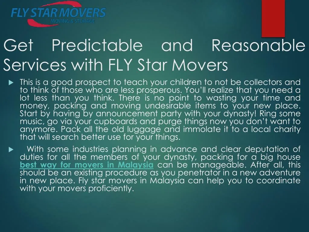 get predictable and reasonable services with fly star movers