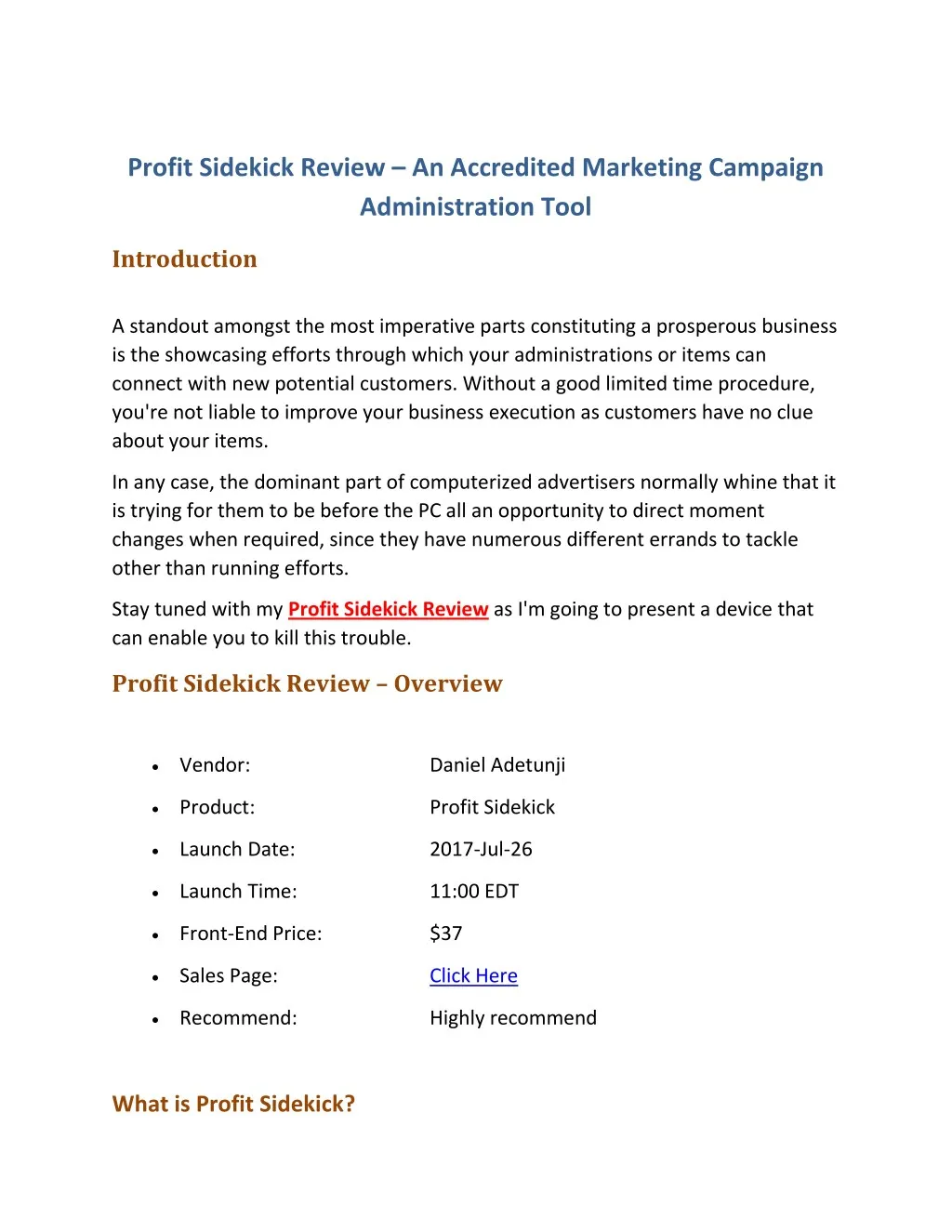 profit sidekick review an accredited marketing