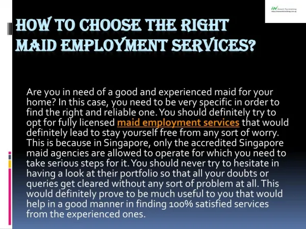 How to choose the right maid employment services?