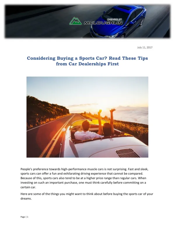 Considering Buying a Sports Car? Read These Tips from Car Dealerships First