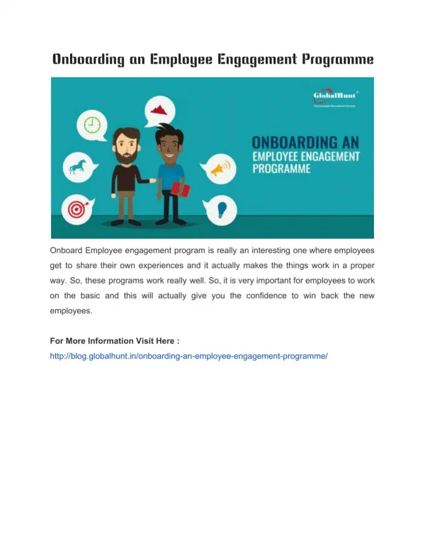 Onboarding an Employee Engagement Programme