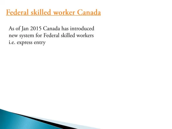 Federal skilled worker Canada