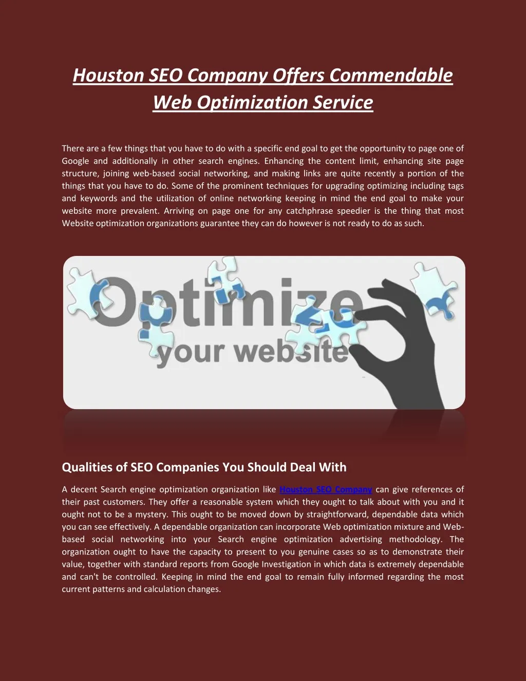 houston seo company offers commendable