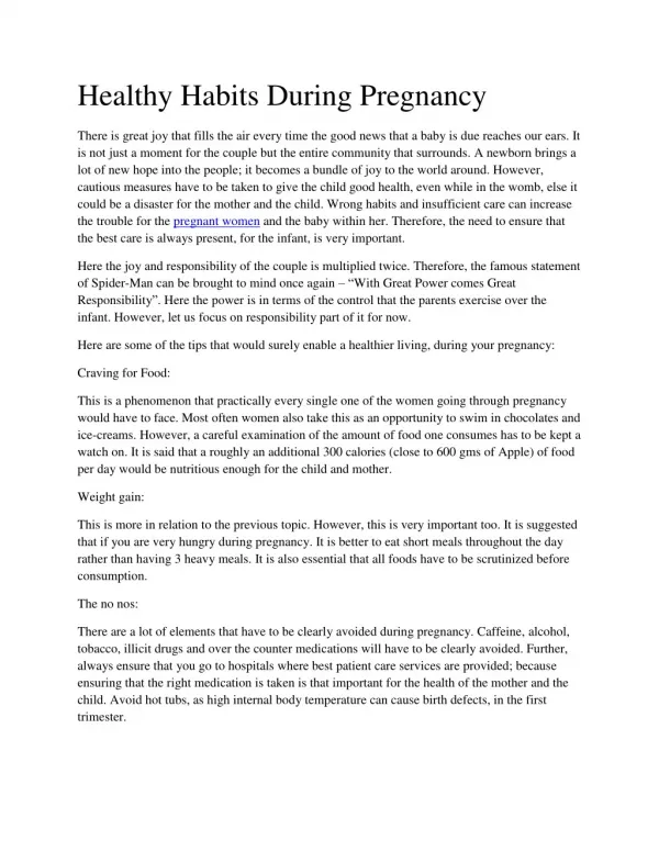 Healthy Habits During Pregnancy