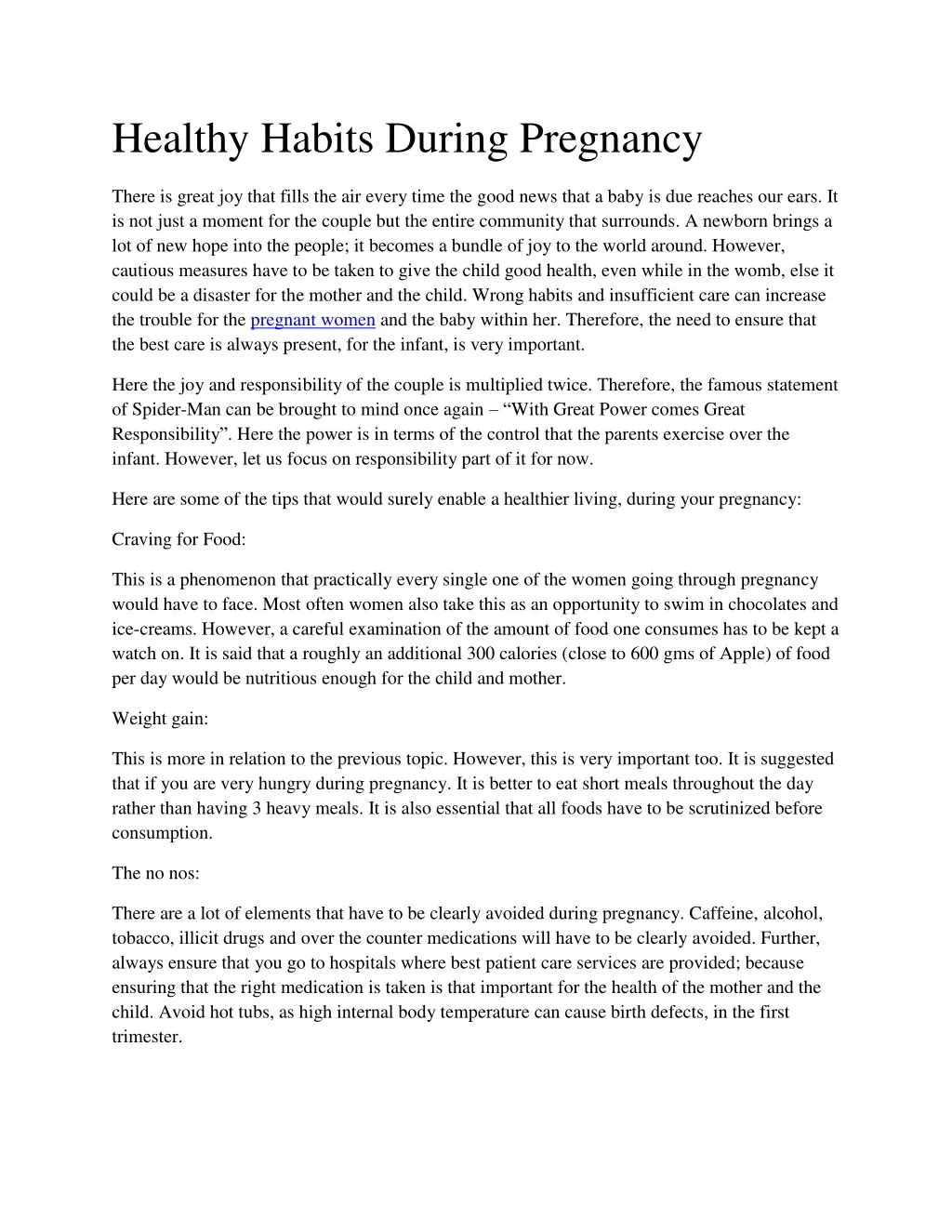 healthy habits during pregnancy