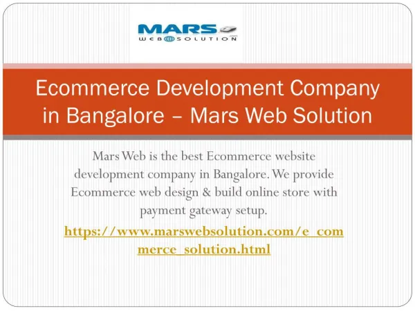 E Commerce Development Company in Bangalore