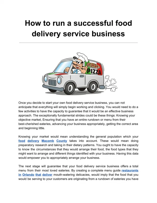How to run a successful food delivery service business