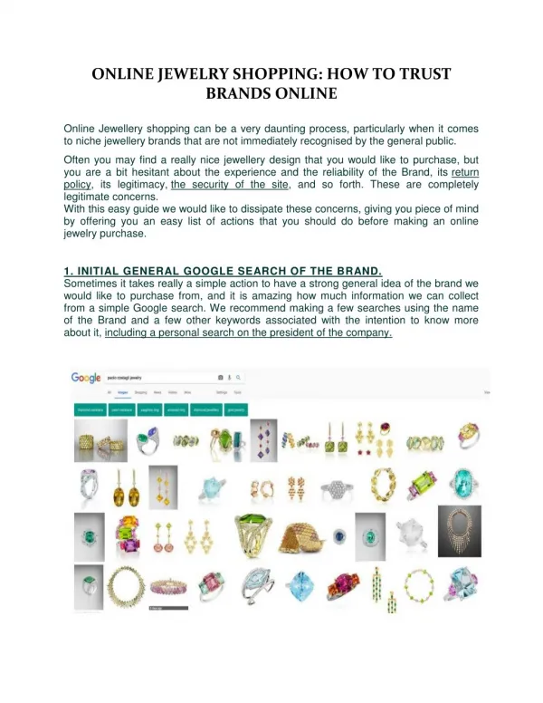 ONLINE JEWELRY SHOPPING: HOW TO TRUST BRANDS ONLINE