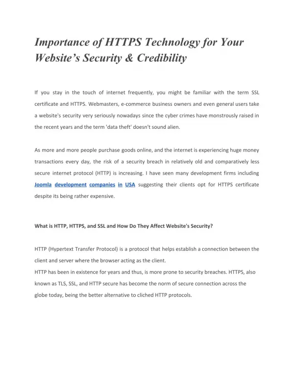 Importance of HTTPS Technology for Your Website