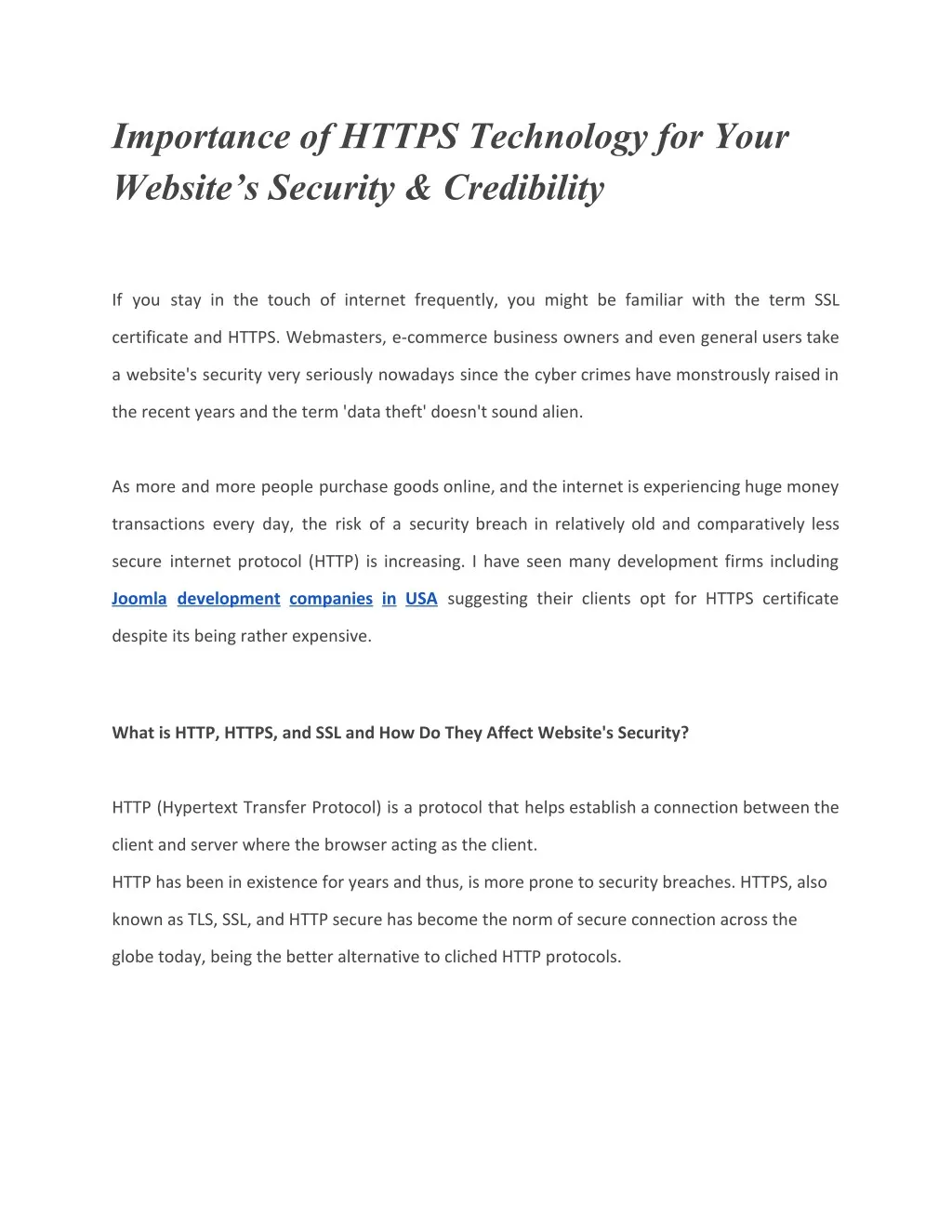 importance of https technology for your website