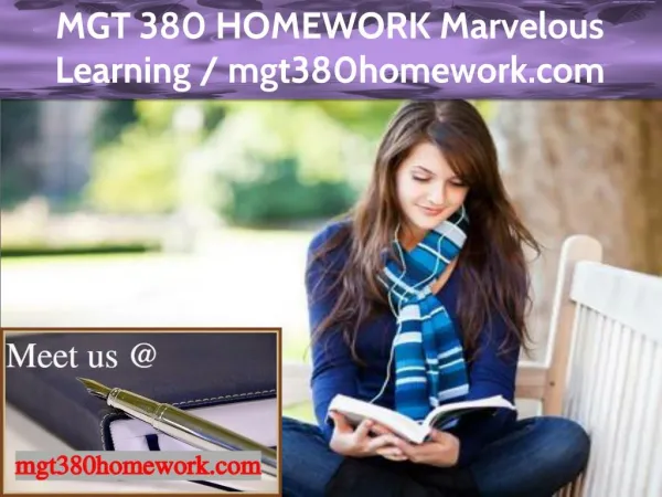 MGT 380 HOMEWORK Marvelous Learning / mgt380homework.com