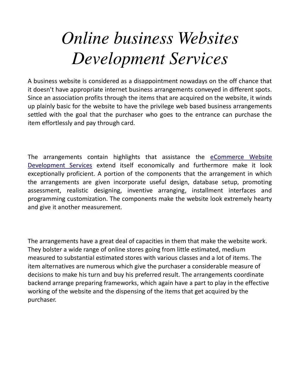 online business websites development services