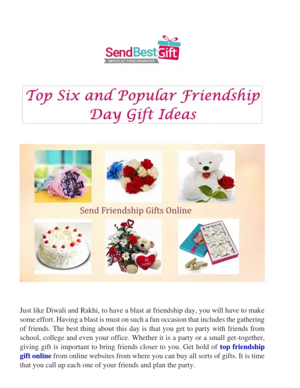 Top Six and Popular Friendship Day Gift Ideas