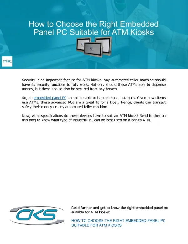 How to Choose the Right Embedded Panel PC Suitable for ATM Kiosks