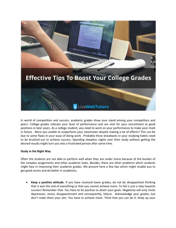 Effective Tips To Boost Your College Grades