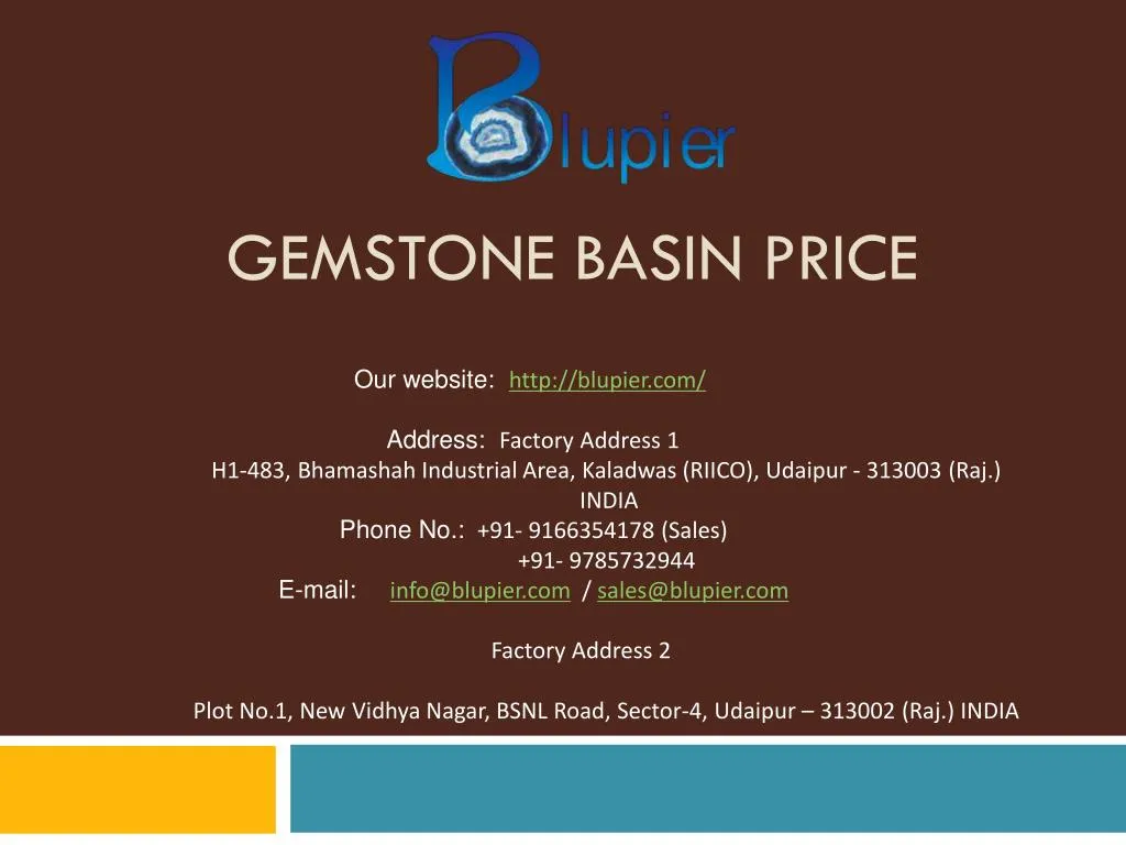 gemstone basin price