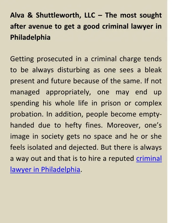 Philadelphia Criminal Lawyers