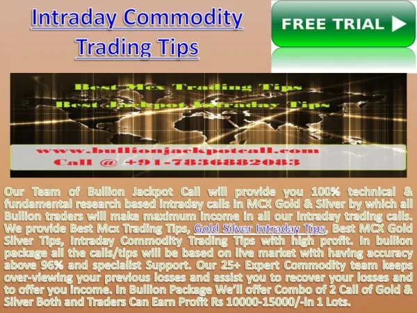 Gold Silver Intraday Tips - Intraday Commodity Trading Tips Expert Call