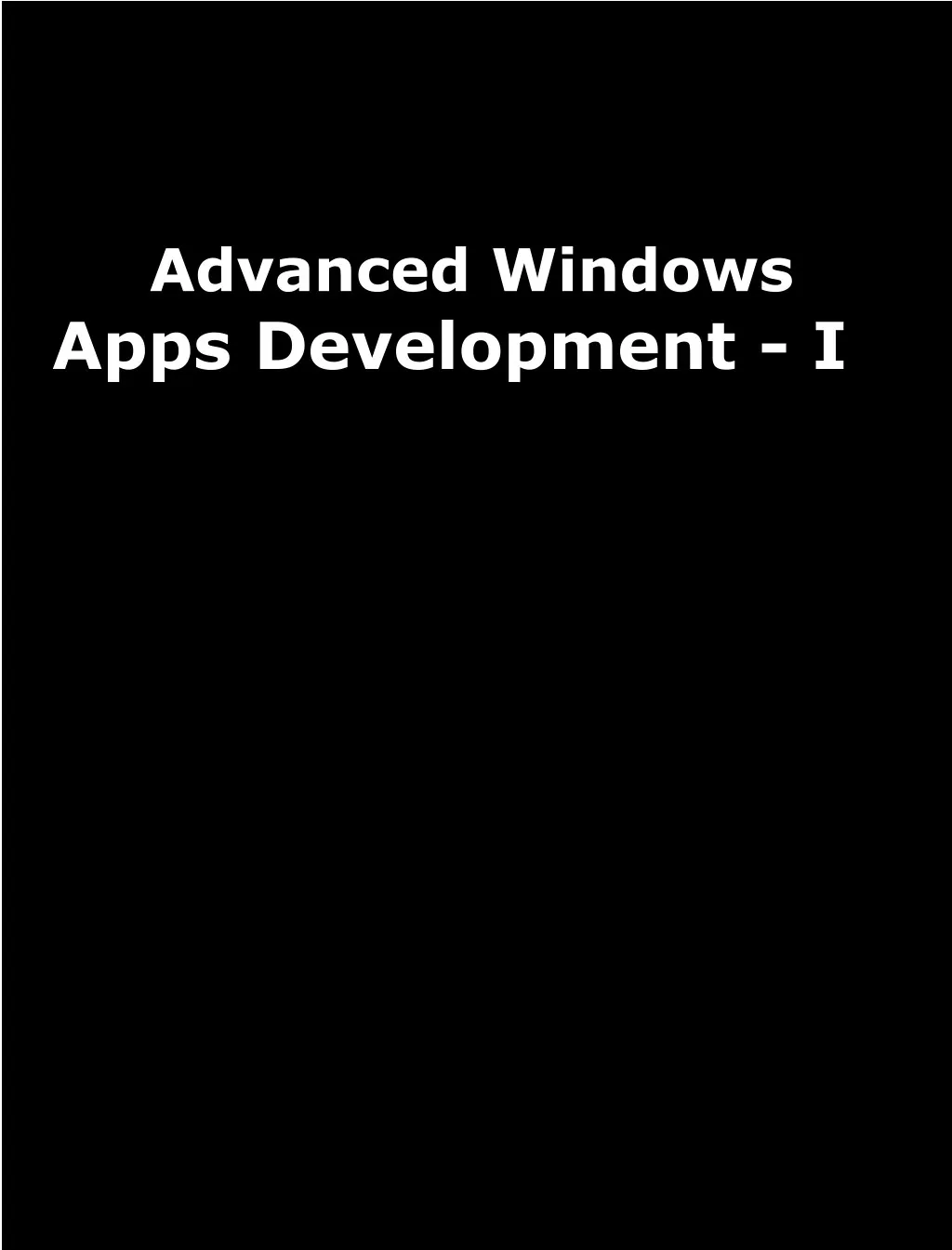 advanced windows apps development i